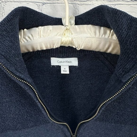 Calvin Klein 1/4 Zip Pullover Sweater, Size Medium, Three-Tone Blue - Picture 4 of 7